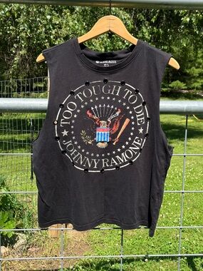 Cinder Block Forever 21 The Ramones Thrashed Distressed Muscle Tank Top Grommets
